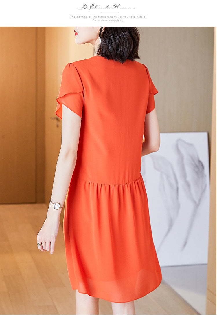 Plus Size Gems Orange Chiffon Dress