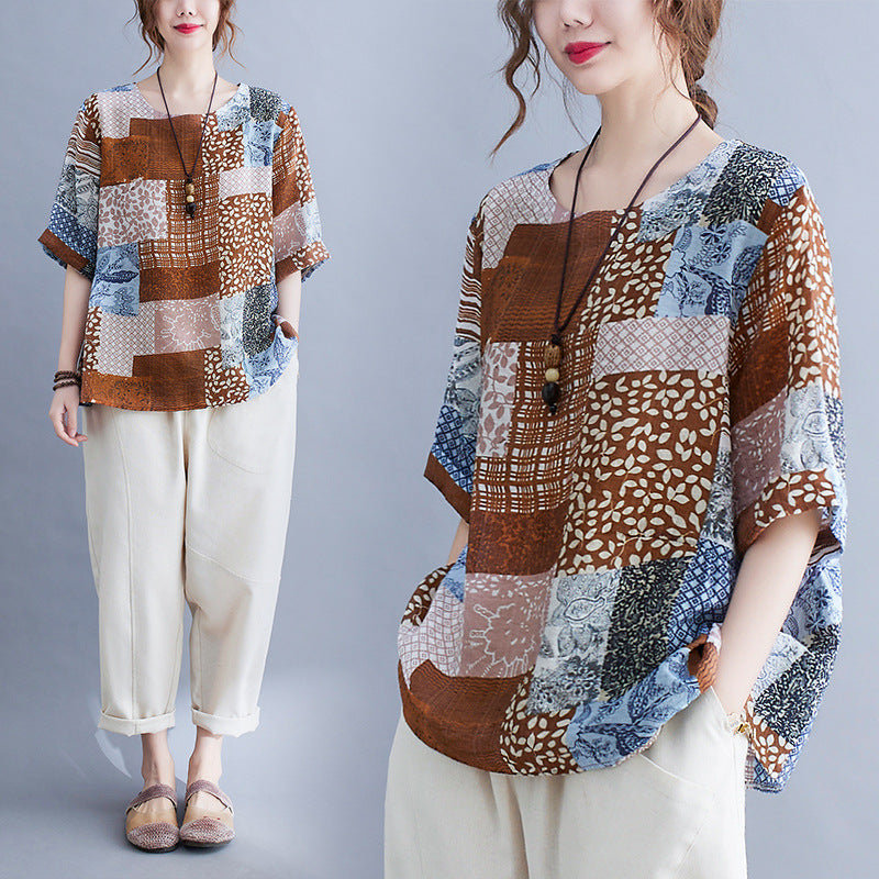Plus Size Spring Cotton Linen Shirt