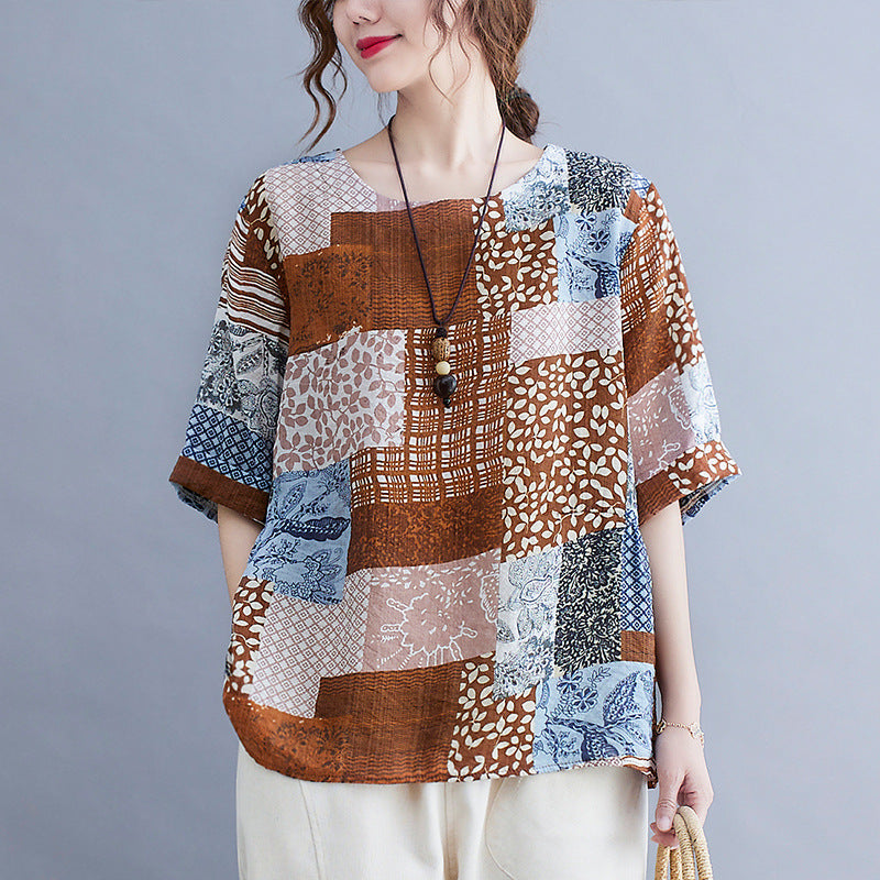 Plus Size Spring Cotton Linen Shirt