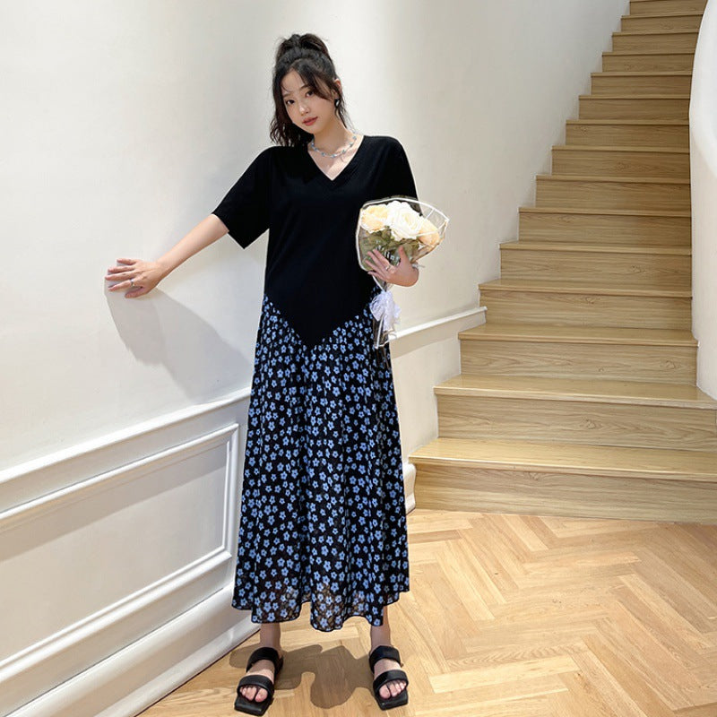 Plus Size V-neck Short-Sleeved Dress