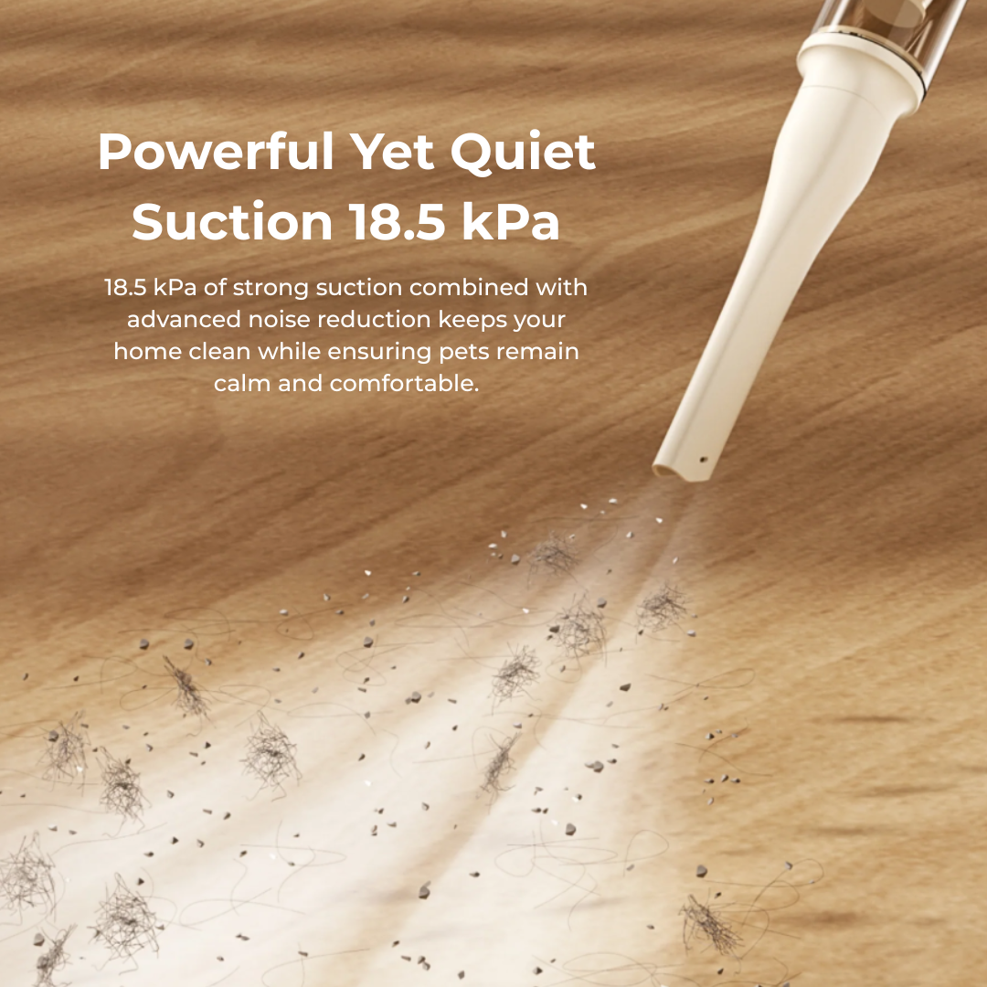 PetSnowy VacPro Wireless Pet Grooming Vacuum - 18.5kPa Suction, 6000mAh Battery, Ultra-Quiet, All-in-One Kit