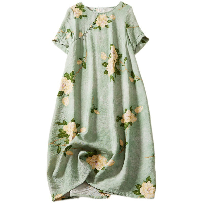 Plus Size Floral Cheongsam Shift Dress