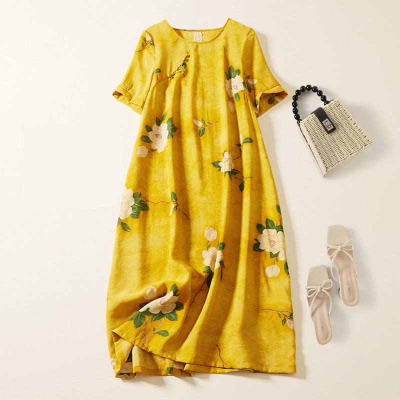 Plus Size Floral Cheongsam Shift Dress