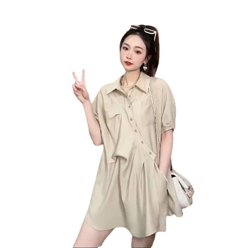 Plus Size Korean Loose Shirt Blouse and Shorts Set
