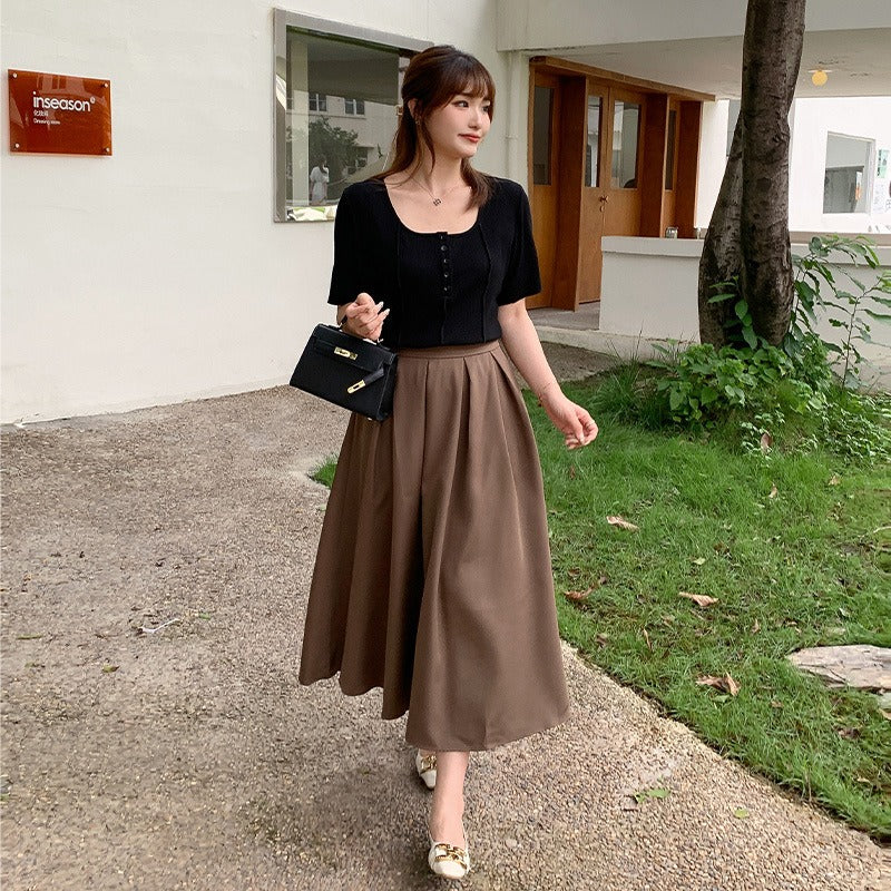 Plus Size Korean Pleat Midi Dress