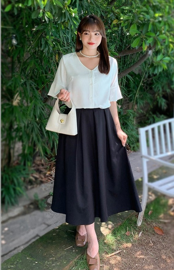 Plus Size Korean Pleat Midi Dress