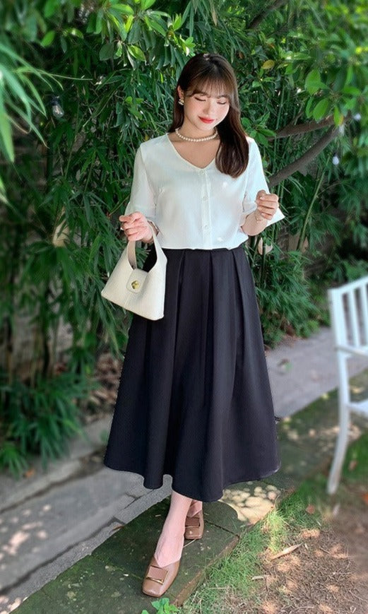Plus Size Korean Pleat Midi Dress