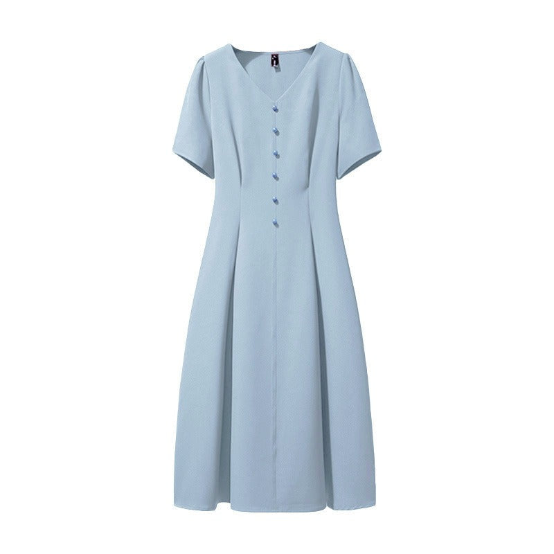 Plus Size Korean Buttons A Line Dress