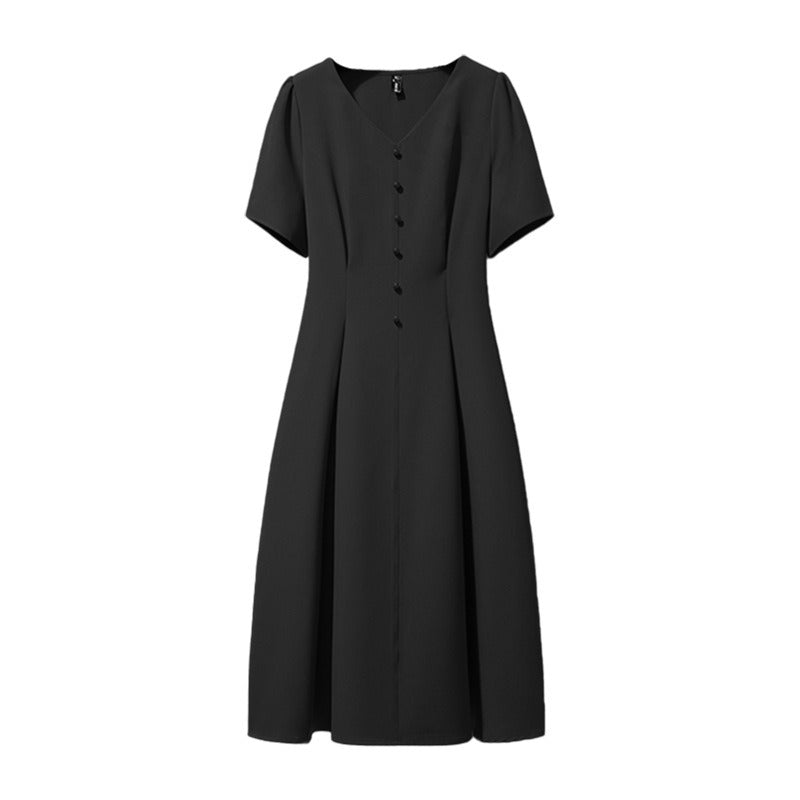 Plus Size Korean Buttons A Line Dress