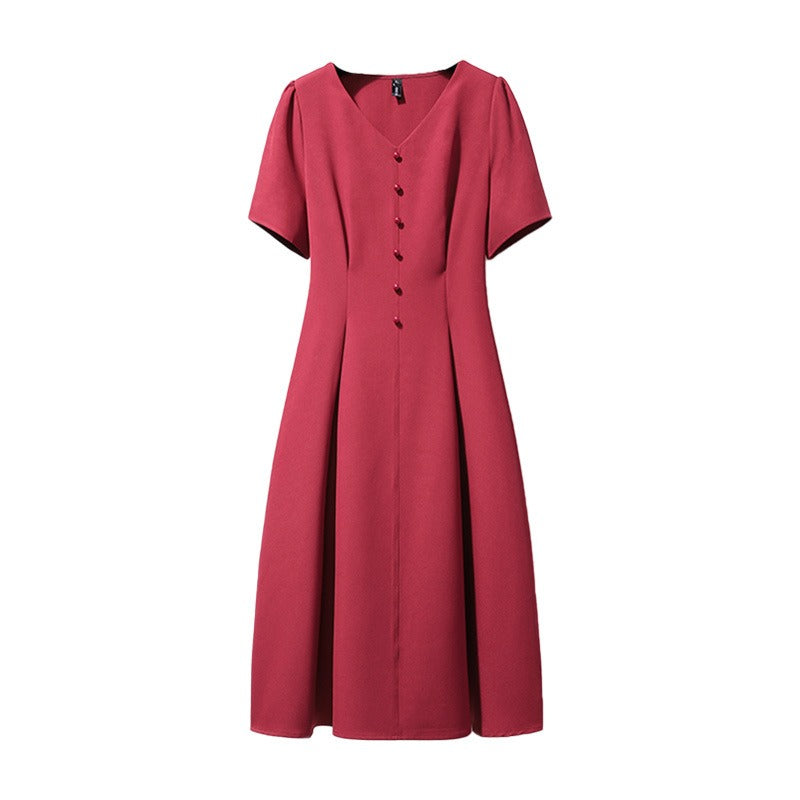 Plus Size Korean Buttons A Line Dress