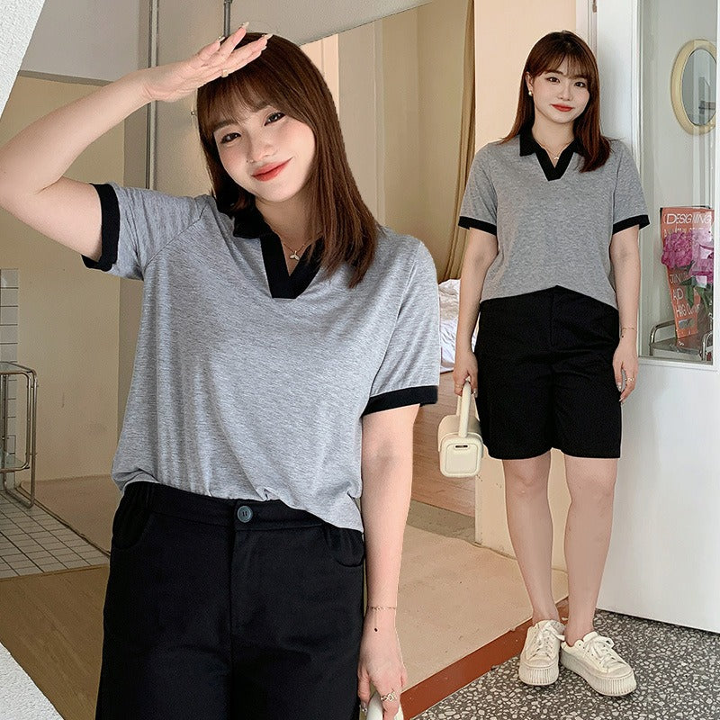 Plus Size Korean Grey T Shirt