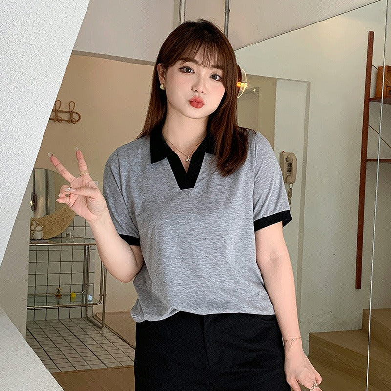 Plus Size Korean Grey T Shirt