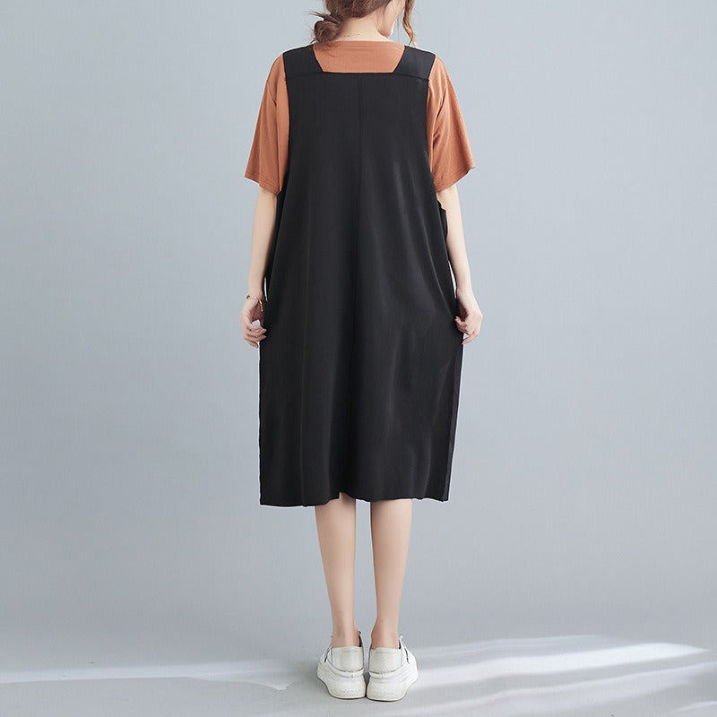 Plus Size T Shirt and Dungaree Dress Set (EXTRA BIG SIZE)