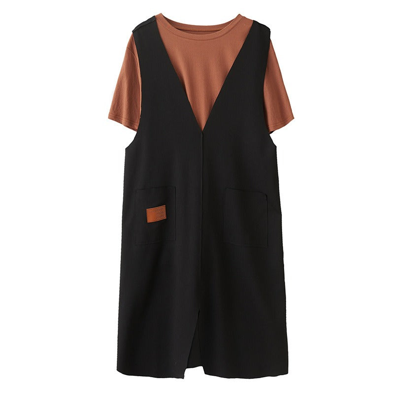 Plus Size T Shirt and Dungaree Dress Set (EXTRA BIG SIZE)