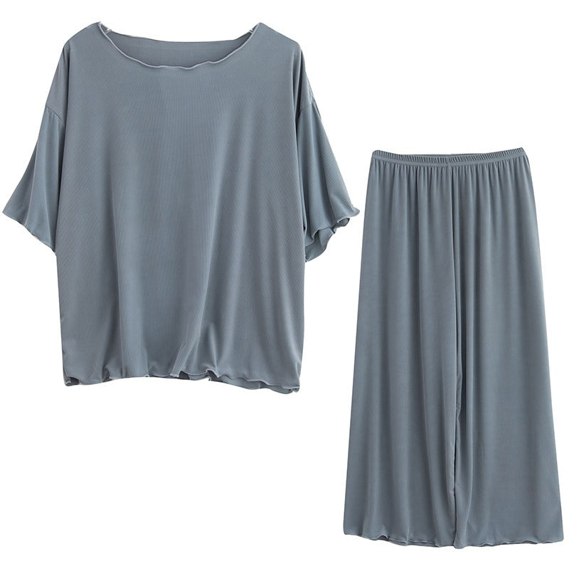 Plus Size Pyjamas Knit T Shirt and Loose Pants Set (EXTRA BIG SIZE)