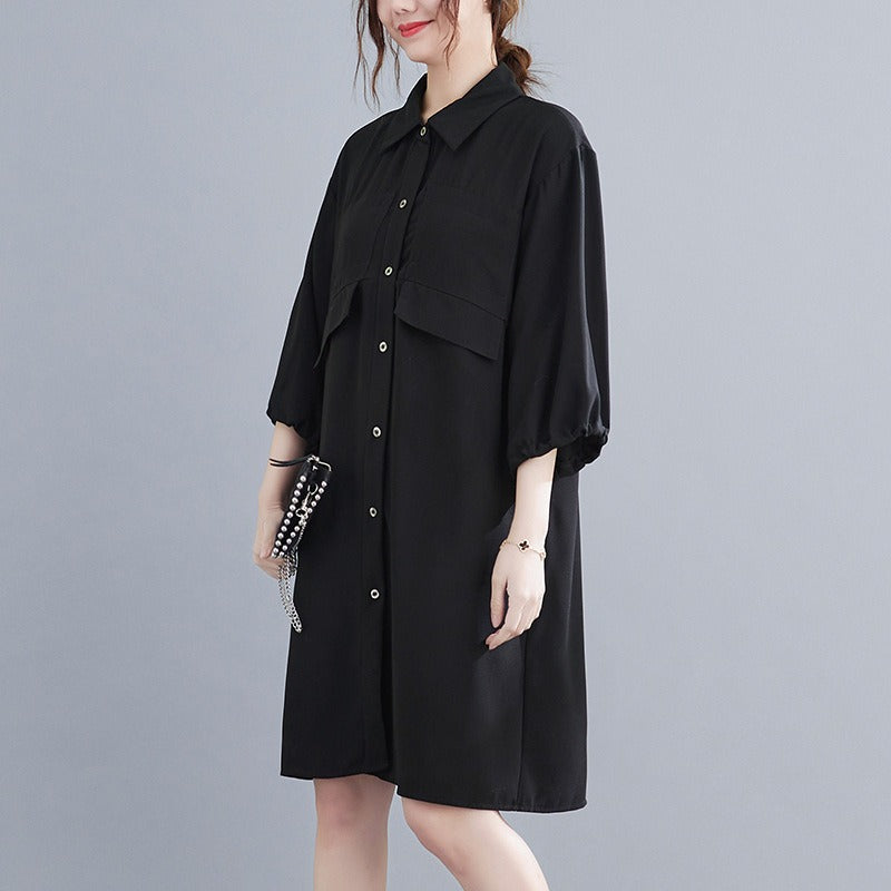 Plus Size Black Shirt Dress (EXTRA BIG SIZE)