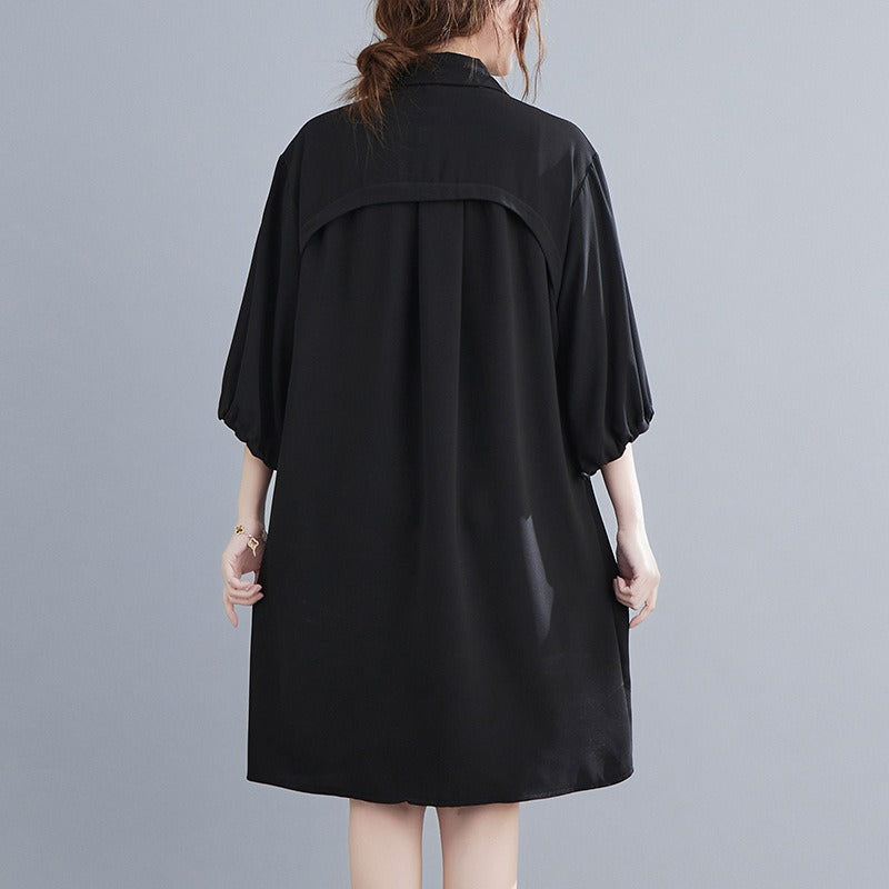 Plus Size Black Shirt Dress (EXTRA BIG SIZE)