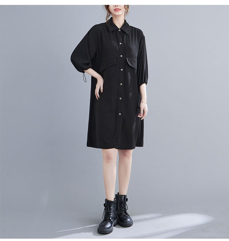 Plus Size Black Shirt Dress (EXTRA BIG SIZE)