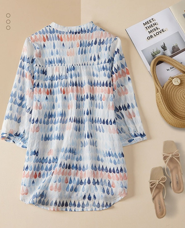 Plus Size Watercolor Print Shirt
