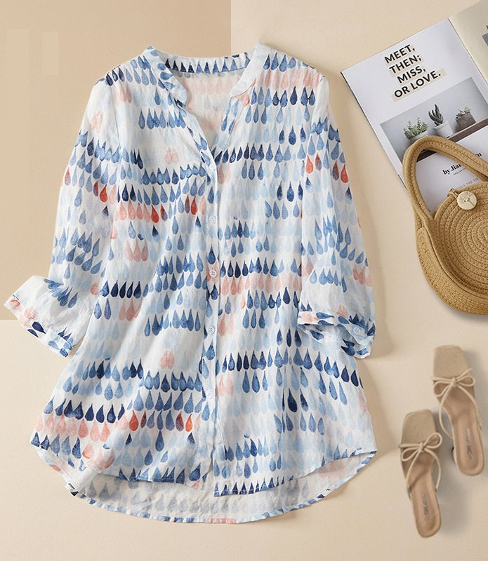 Plus Size Watercolor Print Shirt