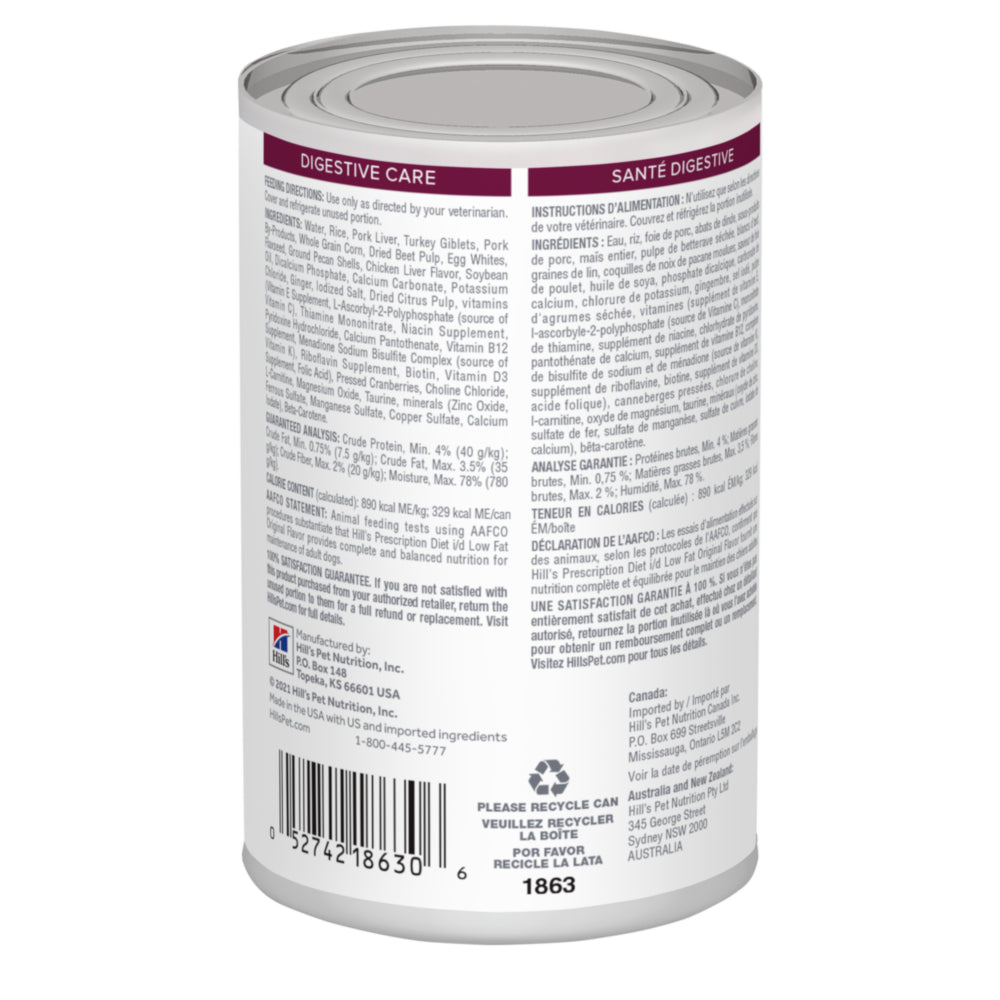 Hill's Prescription Diet i/d Low Fat Original Flavor Wet Dog Food 13oz