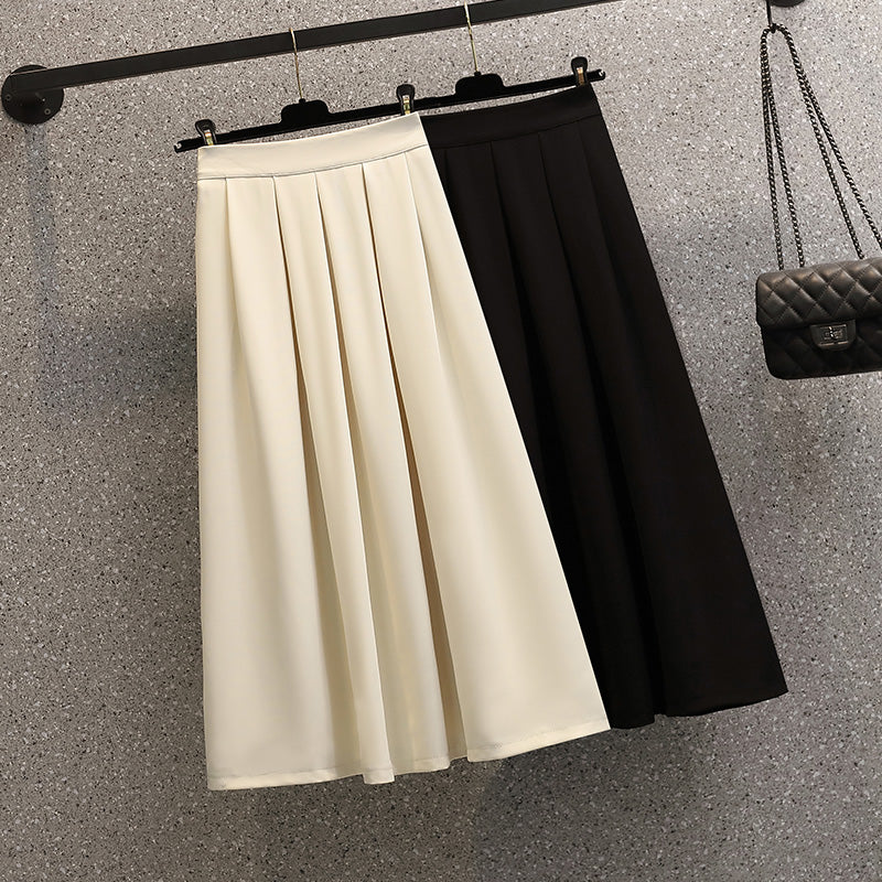 Plus Size Pleat A Line Midi Skirt