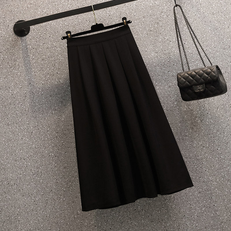 Plus Size Pleat A Line Midi Skirt