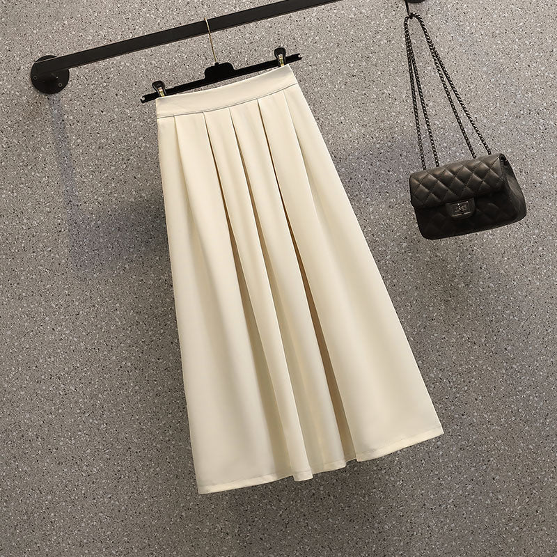 Plus Size Pleat A Line Midi Skirt
