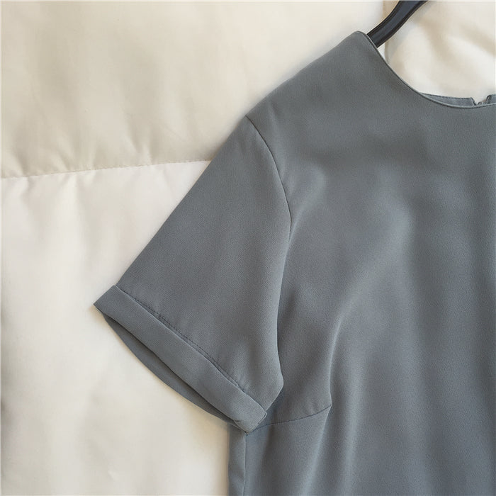 Plus Size Korean Pleat Hem Shift Dress