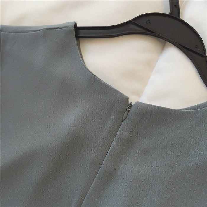 Plus Size Korean Pleat Hem Shift Dress