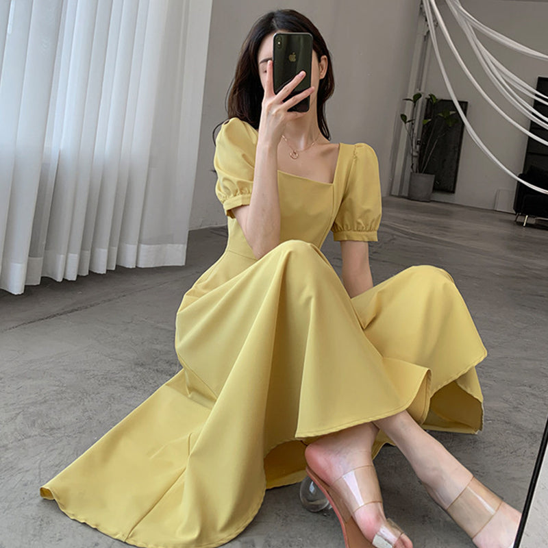 Plus Size Korean Square Neck Midi Dress