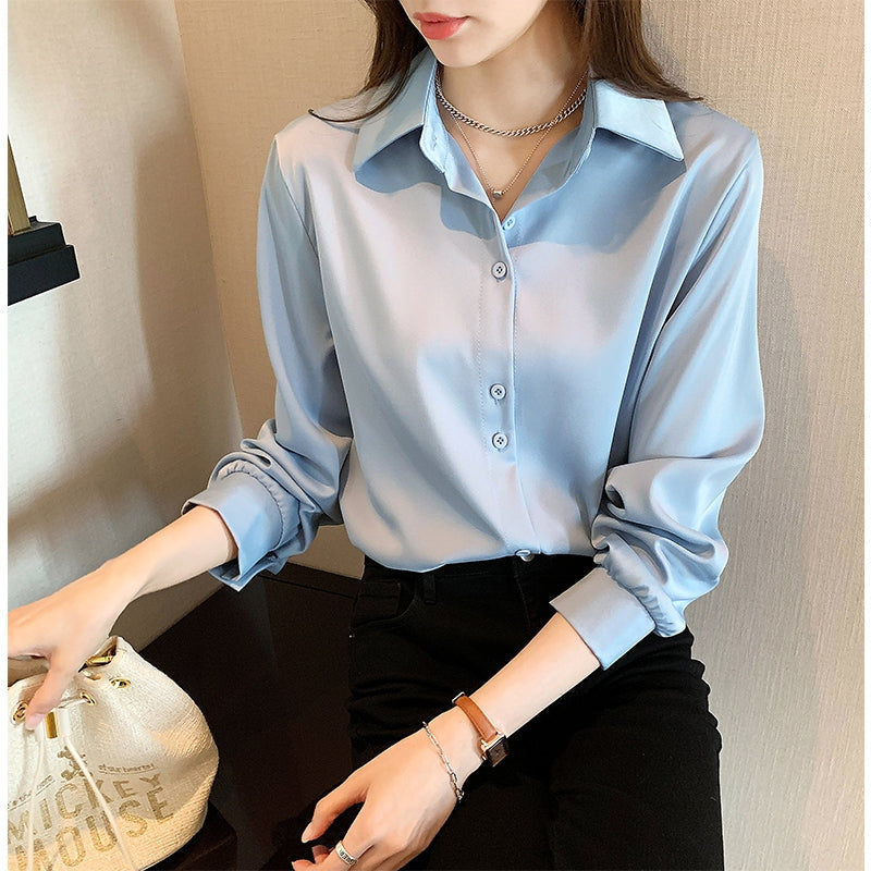 Plus Size Chiffon Long Sleeve Shirt
