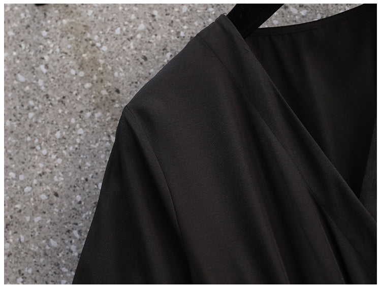 Plus Size Korean Black Tier Dress