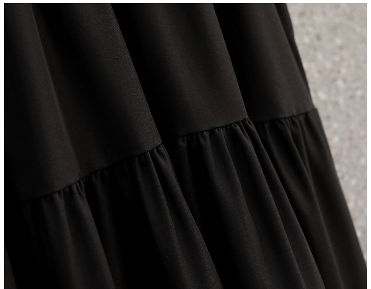 Plus Size Korean Black Tier Dress