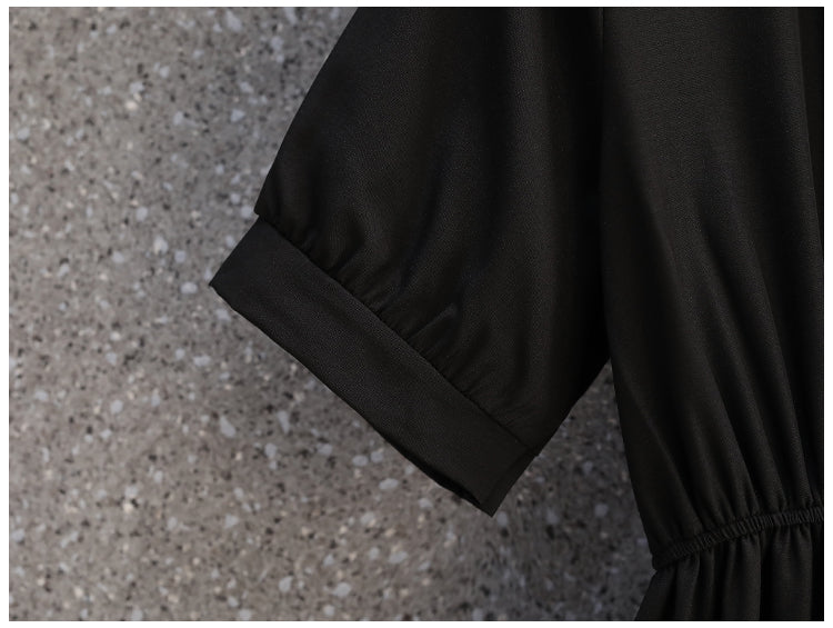 Plus Size Korean Black Tier Dress