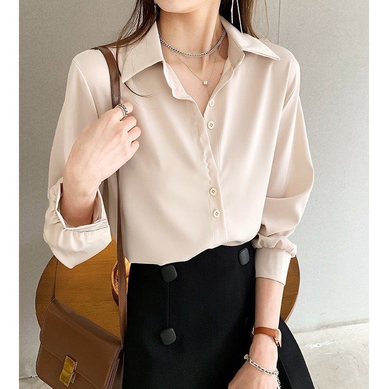 Plus Size Chiffon Long Sleeve Shirt
