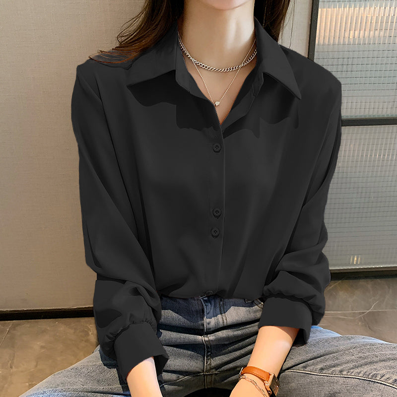 Plus Size Chiffon Long Sleeve Shirt