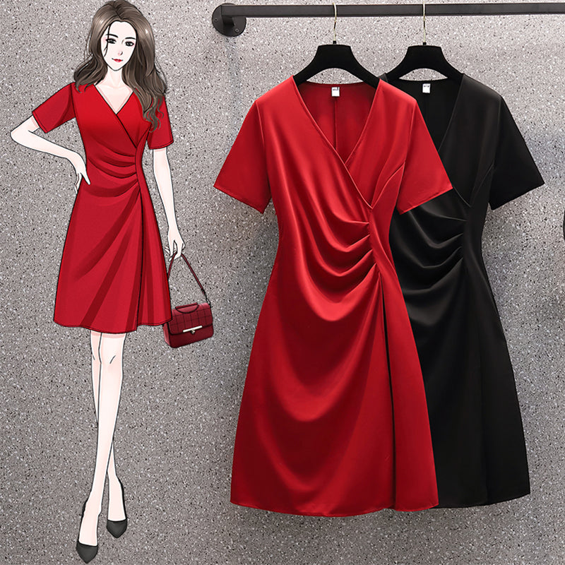 Plus Size Wrap Drape Dress