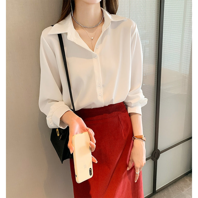 Plus Size Chiffon Long Sleeve Shirt