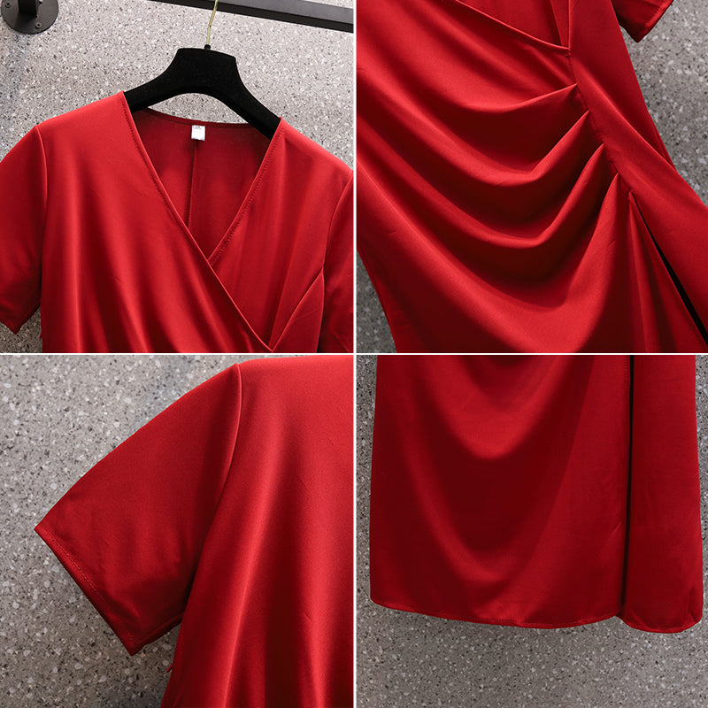 Plus Size Wrap Drape Dress