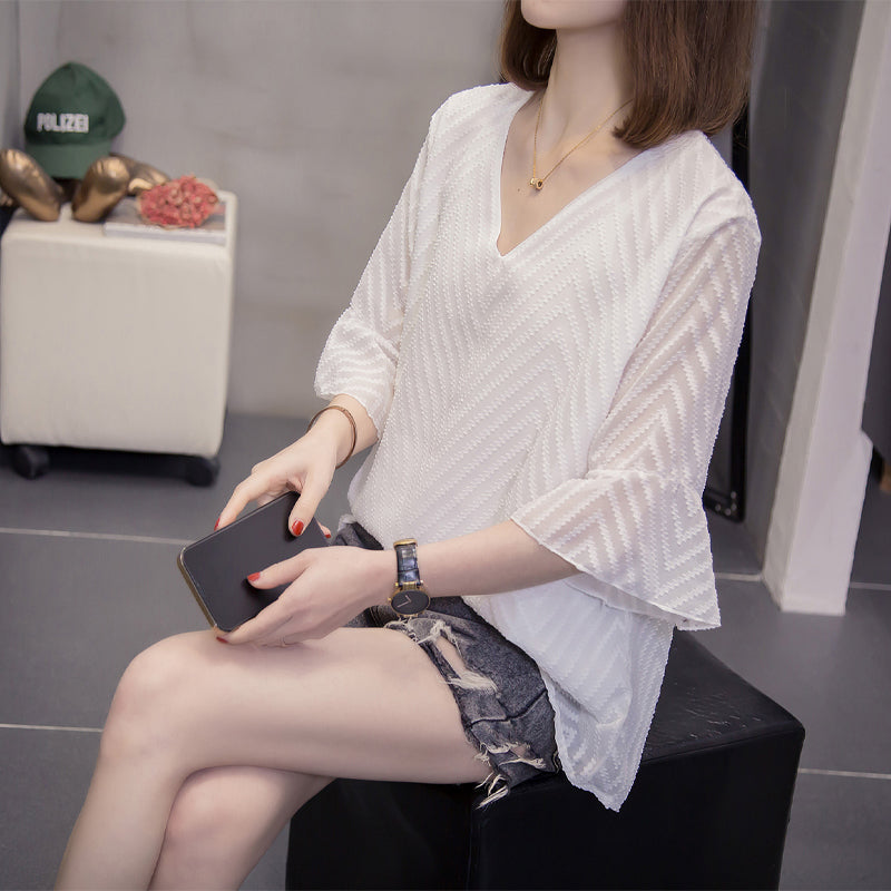 Plus Size Chevron Lace Blouse