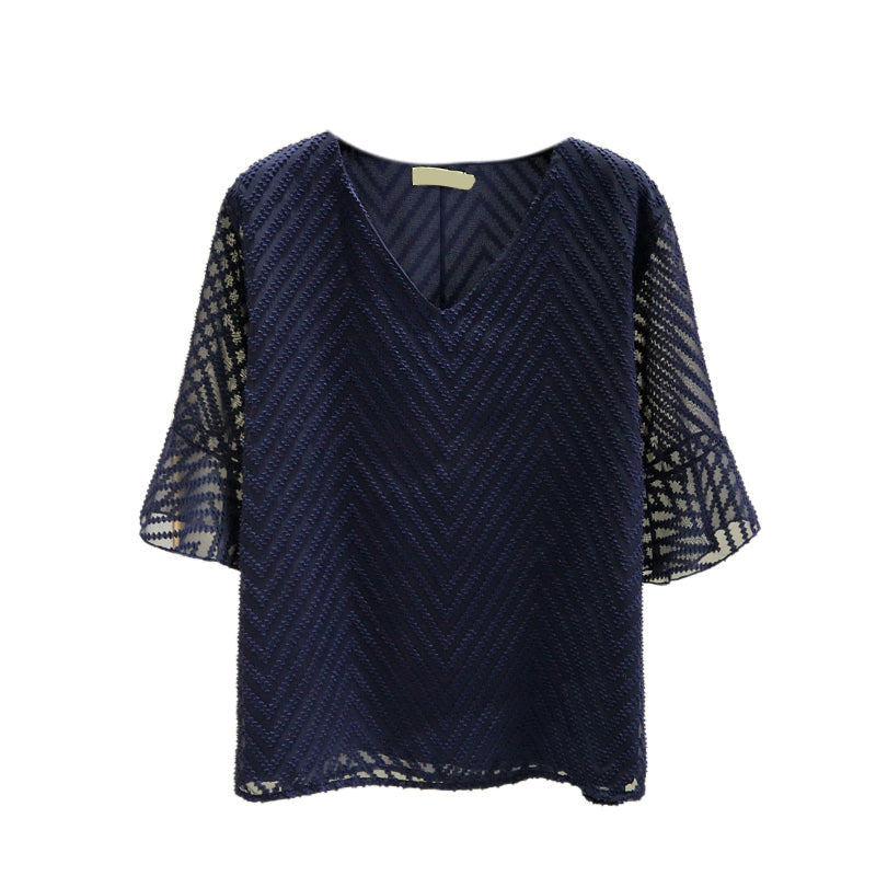 Plus Size Chevron Lace Blouse