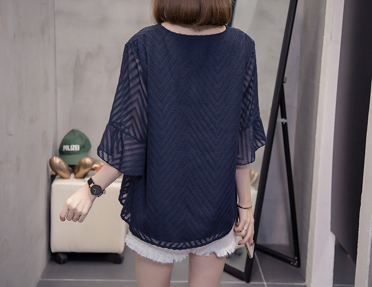 Plus Size Chevron Lace Blouse