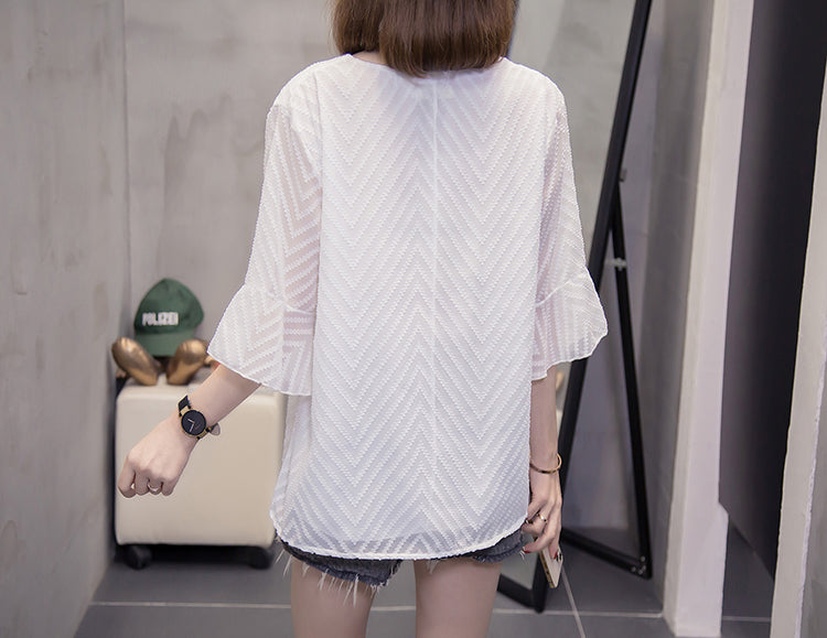 Plus Size Chevron Lace Blouse