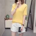 Plus Size Light Knit V Neck T Shirt Top