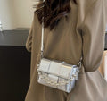 Silver Woven Mini Crossbody Bag - Metallic woven trendy silver handbag