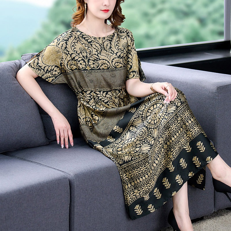 Plus Size Gold Ethnic Midi Dress