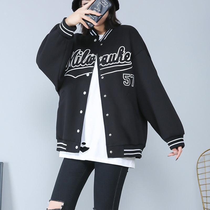 Plus Size Baseball Jacket