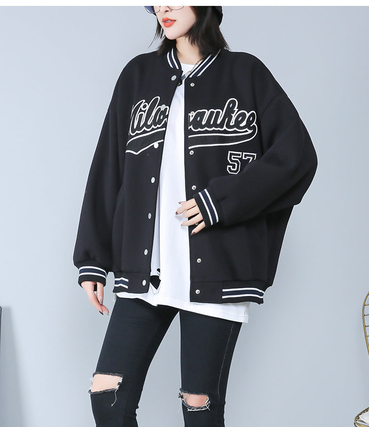 Plus Size Baseball Jacket