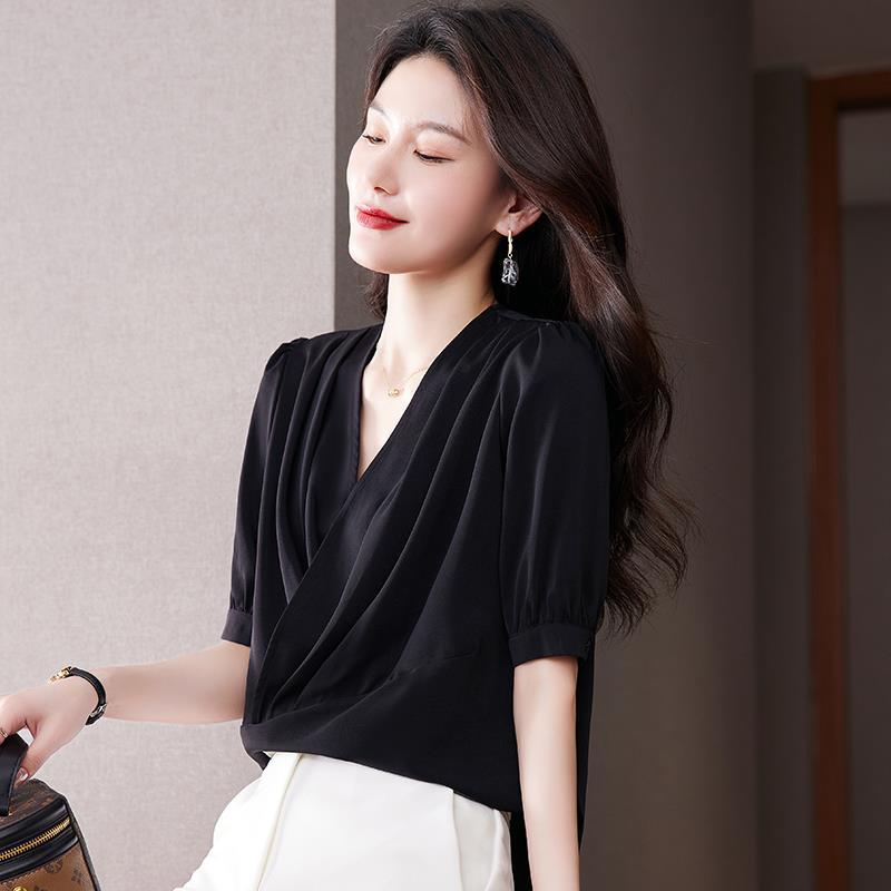 Plus Size Wrap Office Blouse